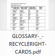 Click to Download Glossary for RECYCLERIGHT Cards